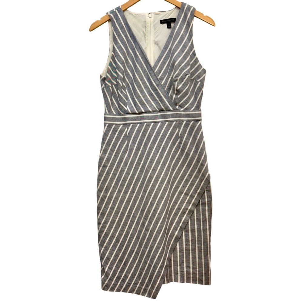 Banana Republic Blue White Striped Linen Blend Wrap Skirt Dress 471105-00 4P‎ *